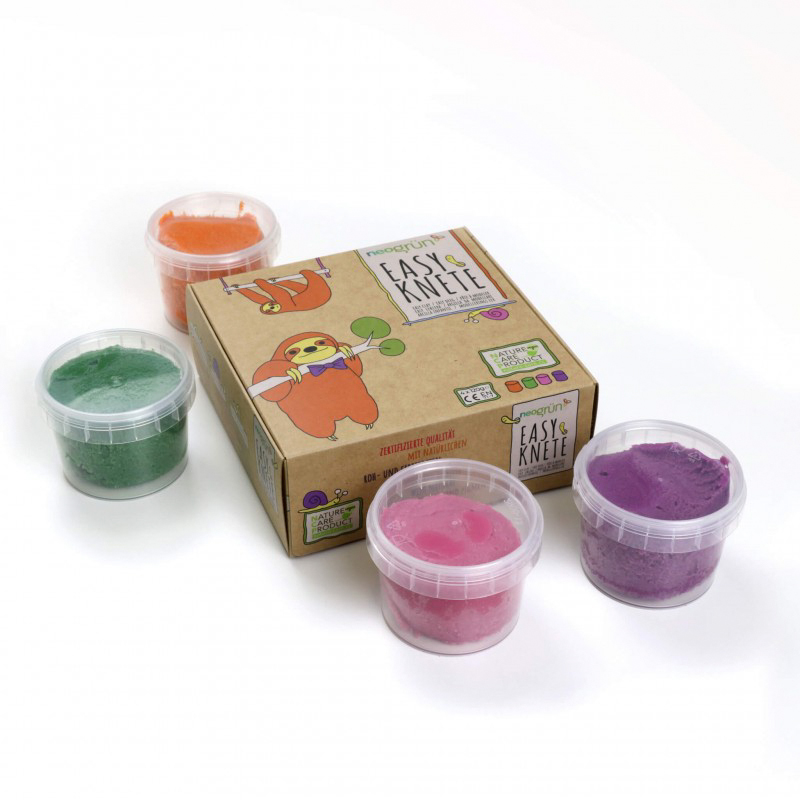 Pasta de modelar Natural Bio-vegana-NEOGRÜN (Rosa, violeta, verde y  naranja) – tximeleta